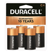 DURACELL MN1400R4ZX Battery, 1.5 V Battery, 7 Ah, C Battery, Alkaline, Manganese Dioxide