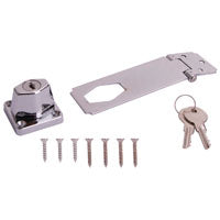 ProSource Safety Hasp, 4-1/2 in L, 4-1/2 in W, Steel, Chrome