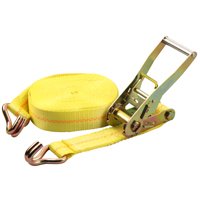 ProSource FH64072 Tie-Down, 2 in W, 40 ft L, Polyester Webbing, Metal Ratchet, Yellow, 3333 lb, Steel End Fitting