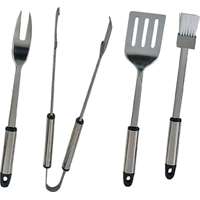 Omaha Q-430A3L Barbecue Tool Set with Handle and Hanger, 1.5 mm Gauge, Stainless Steel Blade, Stainless Steel