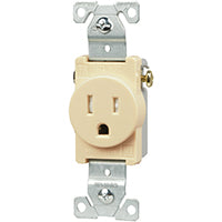 Eaton Wiring Devices TR817V-BOX Single Receptacle, 2 -Pole, 125 V, 15 A, Side Wiring, NEMA: NEMA 5-15R, Ivory