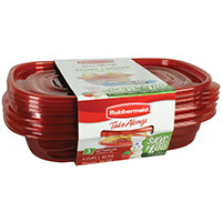 Rubbermaid TakeAlongs 7F55RETCHIL Food Storage Container, 4 Cups Capacity, Plastic, Clear, 4 in L, 7 in W, 10 in H