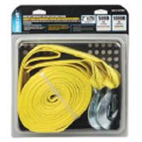 ProSource FH64062-1 Emergency Tow Strap, 10,000 lb, 2 in W, 25 ft L, Hook End, Polyester Webbing, Steel Hook