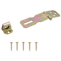 ProSource BH-7013L-PS Safety Hasp, 2-1/2 in L, 2-1/2 in W, Steel, Satin Brass, 9/32 Dia Shackle, Fixed Staple