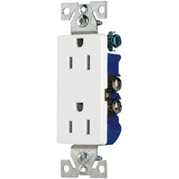 EATON 1107W-10-L Duplex Receptacle, 2 -Pole, 15 A, 125 VAC, Push, Side Wiring, NEMA: 5-15R, White