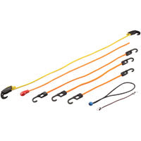 ProSource FH64076 Stretch Cord Set, Polypropylene, Black/Orange, Hook End