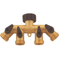 Landscapers Select GB9114A Faucet Manifold, 3/4 in Female, 4-Port/Way, Brass