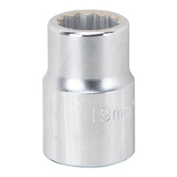 Vulcan MT-SM6019 Drive Socket, 19 mm Socket, 3/4 in Drive, 12-Point, Chrome Vanadium Steel, Chrome