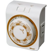 Woods 50003 Mechanical Timer, 15 A, 125 V, 1875 W, 7 days Time Setting, White