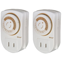 Woods 50006 Mechanical Timer, 15 A, 125 V, 1875 W, 24 hr Time Setting, 24 On/Off Cycles Per Day Cycle, White