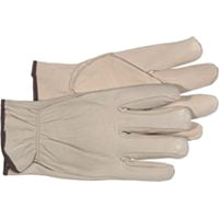 BOSS 4067XL Driver Gloves, Men's, XL, Keystone Thumb, Open, Shirred Elastic Back Cuff, Cowhide Leather, Natural