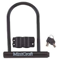 ProSource Padlock, Keyed Alike Key, U-Type Shackle, Steel Body, Black/Vinyl-Coated