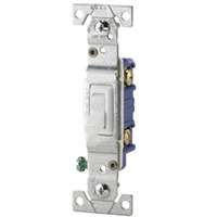 Eaton Wiring Devices 1301-7W Toggle Switch, 15 A, 120 V, Polycarbonate Housing Material, White