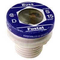 Bussmann BP/S-15 Plug Fuse, 15 A, 125 V, 10 kA Interrupt, Low Voltage, Time Delay Fuse