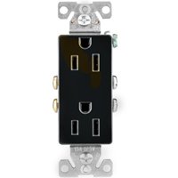 Eaton Wiring Devices 1107-9BK-BOX Duplex Receptacle, 2 -Pole, 15 A, 125 V, Back, Side Wiring, NEMA: 5-15R, Black