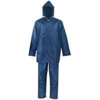 Diamondback SPU045-XL Rain Suit, XL, 30-1/2 in Inseam, Polyester, Blue, Drawstring Pull-Out Hood Collar