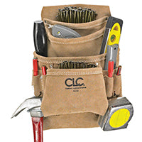 CLC Tool Works Series I923X Nail and Tool Bag, 10-Pocket, Suede Leather, Tan, 20-1/2 in W, 12 in H