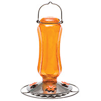 Perky-Pet 8135-2 Bird Feeder, Carnival Glass Vintage, 16 oz, 4-Port/Perch, Glass, Orange, 11-3/4 in H