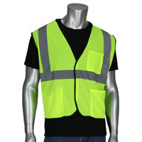 SAFETY WORKS CVCL2MLXL Safety Vest, XL, Polyester, Lime Yellow, Hook-and-Loop Closure