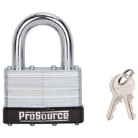 ProSource Padlock, Keyed Alike Key, Standard Shackle, 7/16 (11.1) in (mm) Dia Shackle, Steel Shackle