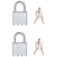 ProSource Padlock Set, Keyed Alike Key, Standard Shackle, 1/4 (6.3) in (mm) Dia Shackle, Steel Shackle