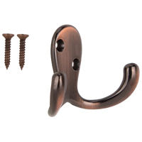 ProSource 23263VCB3L-PS Coat and Hat Hook, 22 lb, 2-Hook, 7/8 in Opening, Zinc, Venetian Bronze