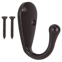 ProSource H63ORB-PS Coat and Hat Hook, 22 lb, 1-Hook, 1-1/8 in Opening, Zinc, Oil-Rubbed Bronze