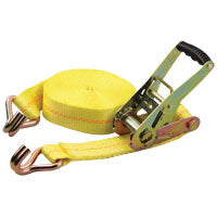 ProSource FH64066 Tie-Down, 2 in W, 27 ft L, Polyester Webbing, Metal Ratchet, Yellow, 3333 lb, Steel End Fitting