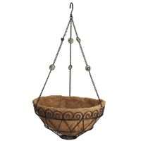 Landscapers Select T0017-3L Hanging Planter with Coconut Fiber Liner, Circle, 22 lb Capacity, Natural Coconut/Steel