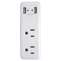 PowerZone ORUSB242 Outlet Charger, 2 -USB Port, 2 -Outlet, White