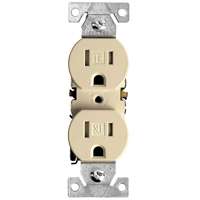 Eaton Wiring Devices TR270V Duplex Receptacle, 2 -Pole, 15 A, 125 V, Push, Side Wiring, NEMA: 5-15R, Ivory