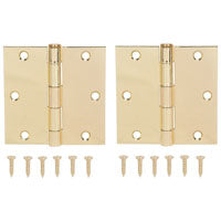 ProSource BH-202PB-PS Square Corner Door Hinge, Steel, Brass, Loose Pin, 180 deg Range of Motion, Screw Mount Mounting