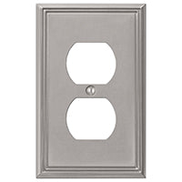 AmerTac Metro Line 77DBN Outlet Wallplate, 4-7/8 in L, 3 in W, 1 -Gang, Metal, Brushed Nickel, Wall Mounting