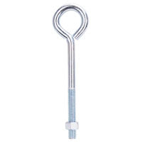 ProSource LR289 Eye Bolt, 12.8 mm Thread, Machine Thread, 3 in L Thread, 2-3/16 in Dia Eye, 587 lb Working Load, Steel