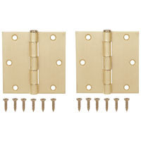 ProSource BH-202SB-PS Square Corner Door Hinge, Steel, Satin Brass, Loose Pin, 180 deg Range of Motion