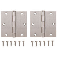 ProSource BH-202SN-PS Square Corner Door Hinge, Steel, Satin Nickel, Loose Pin, 180 deg Range of Motion