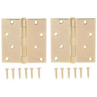 ProSource BH-502PB-PS Square Corner Door Hinge, Steel, Brass, Loose Pin, 180 deg Range of Motion, Screw Mount Mounting