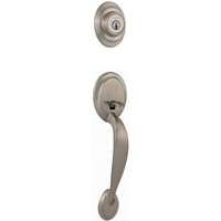 Kwikset 687DA15LIP Handleset, 3 Grade, Metal, Satin Nickel, 2-3/8 x 2-3/4 in Backset, KW1 Keyway, 1-3/4 in Thick Door