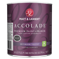 Pratt & Lambert ACCOLADE Z4000 0000Z4083-14 Interior Premium Paint and Primer, Velvet, Neutral Base, 1 qt Can