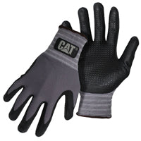 Cat CAT017419X Dipped Gloves, XL, Knit Wrist Cuff, Nitrile Coating, Nylon Glove, Gray