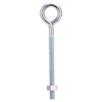 ProSource LR268 Eye Bolt, 4.7 mm Thread, Machine Thread, 2 in L Thread, 3/4 in Dia Eye, 79 lb Working Load, Steel, Zinc