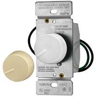 Eaton Wiring Devices RI061-VW-K2 Rotary Dimmer, 120 V, 600 W, Halogen, Incandescent Lamp, Single-Pole, Ivory/White