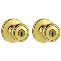 Kwikset 243T3CP6ALK2 Deadbolt and Entry Lockset, 3 Grade, Keyed Alike Key, Polished Brass, 2-3/8 x 2-3/4 in Backset