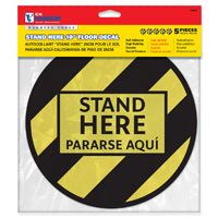 CH Hanson 15092 Stand Here Floor Decal, 10 in W, Black/Yellow