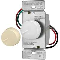 Eaton Wiring Devices RI306P-VW-K2 Rotary Dimmer, 20 A, 120 V, 600 W, 3-Way, Ivory/White