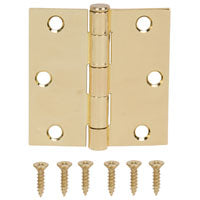 ProSource LR-705-PS Square Corner Door Hinge, Steel, Polished Brass, Loose Pin, 180 deg Range of Motion