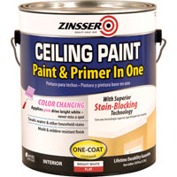 ZINSSER 260967 Ceiling Paint, Flat, Bright White, 1 gal Can