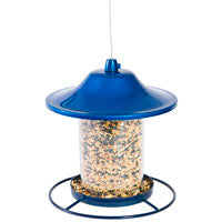 Perky-Pet 312B Panorama Bird Feeder, 9 in H, Perch, 2 lb, Blue, Powder-Coated Blue Sparkle