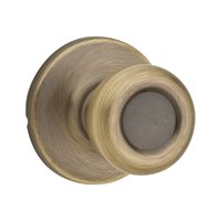 Kwikset 200T5RCLRCSBX Door Knob, Antique Brass, 1-3/8 to 1-3/4 in Thick Door, 2-1/4 in Strike