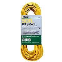 Woods 0832 Extension Cord, 16 AWG Cable, 50 ft L, 10 A, 125 V, Yellow